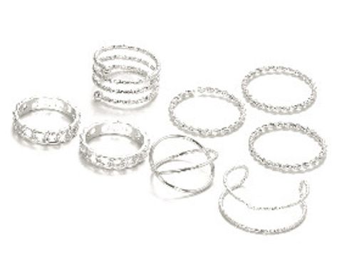 Simple Multi-layer Cross-opening Twist Ring Set 8-piece