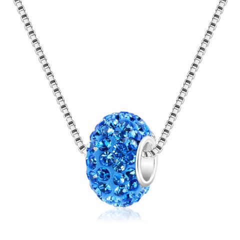 Fashion Full Rhinestone Big Hole Bead Diamond Ball Pendant Necklace