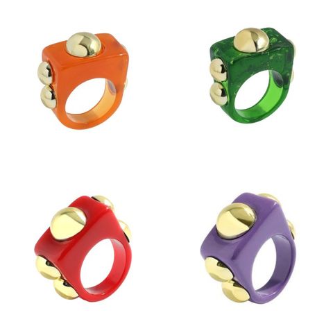 Fashion Candy Color Acrylic Inlaid Metal Beanie Ring