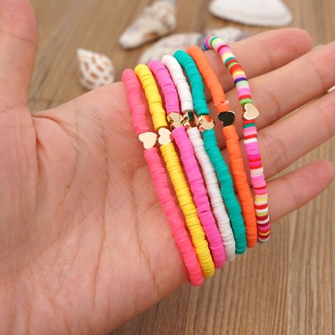 Style Bohème Couleur Élastique Corde Coeur Bracelet