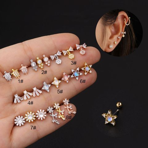 Ear Cartilage Rings & Studs Geometric Copper Plating Artificial Gemstones