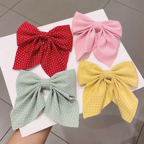 Wholesale Accessories Fabric Wave Dot Bow Hairpin Nihaojewelry