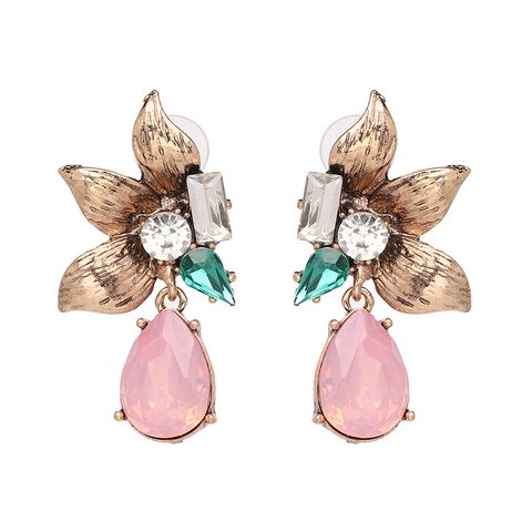 Nihaojewelry Wholesale Jewelry New Alloy Colorful Diamond Flower-shaped Earrings