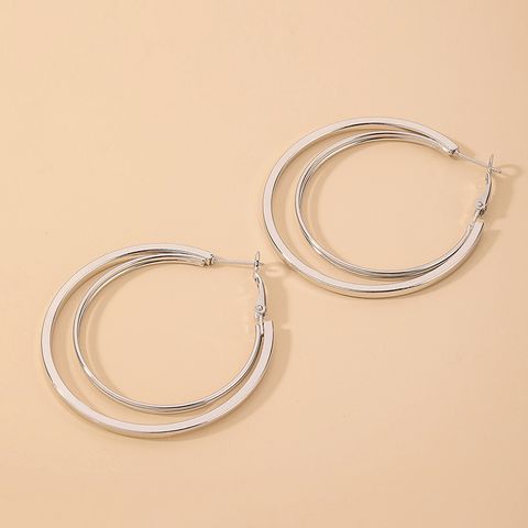 Nihaojewelry Exaggerated Style Double-layer Circle Metal Earrings Wholesale Jewelry