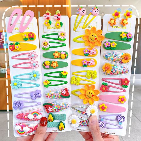 Großhandel Schmuck Cartoon Tier Blume Süßigkeiten Farbe Kinder Haarnadel Set Nihao Schmuck