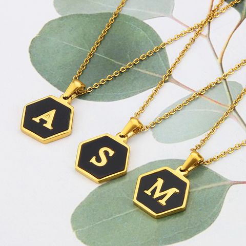 Titanium Steel Simple Style Plating Letter Necklace