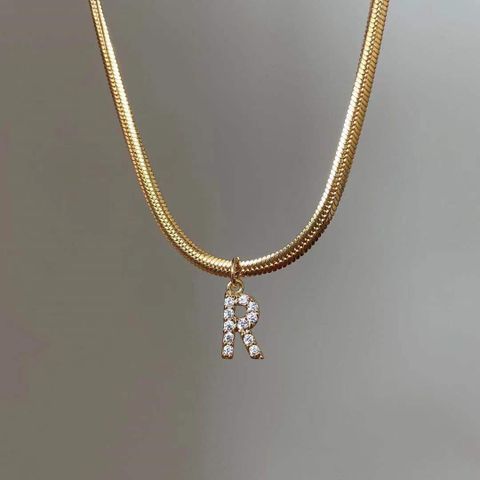 Wholesale Jewelry Snake Bone Chain Letter Pendant Copper Inlaid Zircon Necklace Nihaojewelry
