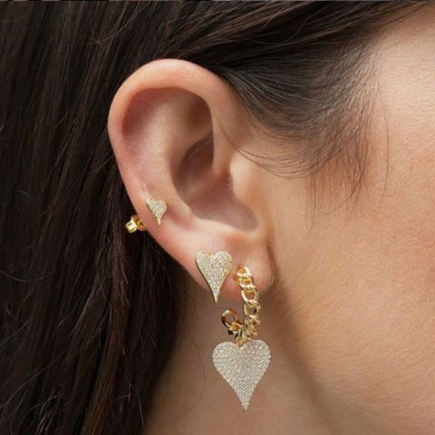 Wholesale Jewelry Full Diamond Heart-shaped Fashion Long Earrings Necklace Nihaojewelry