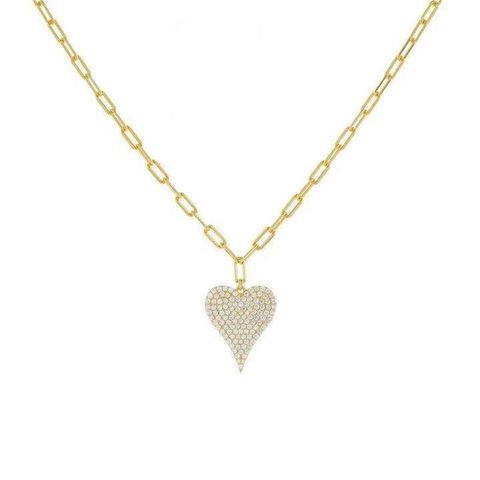 Wholesale Jewelry Full Diamond Heart-shaped Fashion Long Earrings Necklace Nihaojewelry