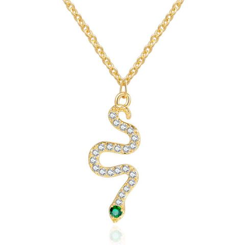 Wholesale Jewelry Fashion Snake Micro-inlaid Zircon Copper Necklace Earrings Nihaojewelry