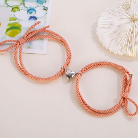 Simple Style Heart Rope No Inlaid Couple Bracelets