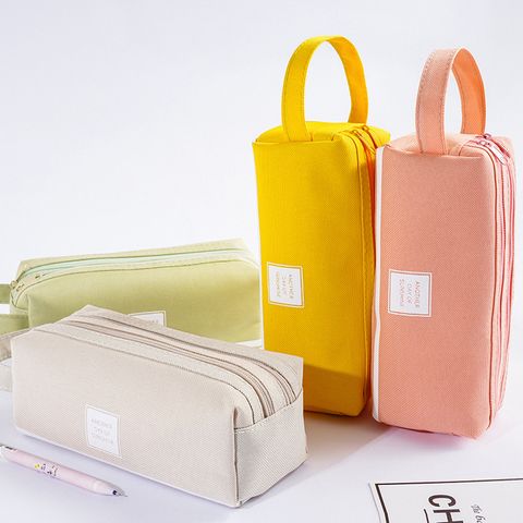 Wholesale Double Layer Canvas Large Capacity Simple Pencil Case Nihaojewelry