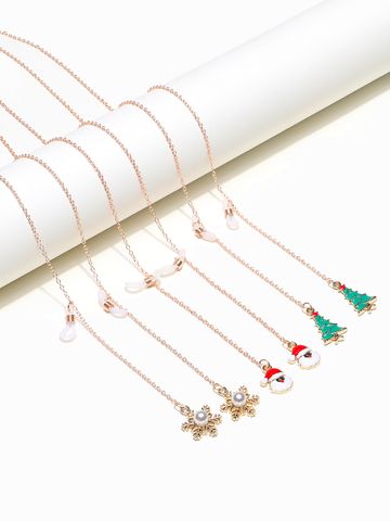 Hot Three-piece Set Eyeglasses Chain Copper Santa Claus Snowflake Christmas Tree Glasses Cord Cross-border