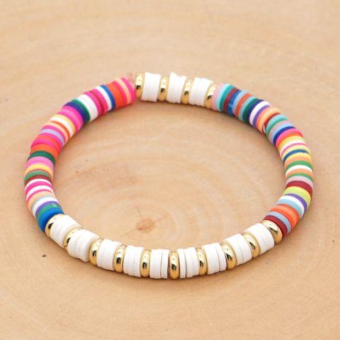 Wholesale Jewelry Bohemian Style Color Sliced Beaded Elastic Rope Bracelet Nihaojewelry
