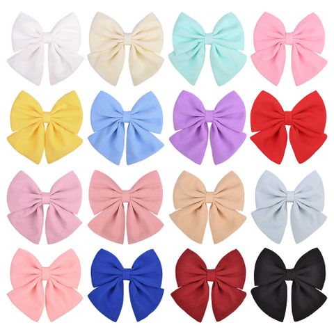 Wholesale Jewelry Solid Color Satin Fabric Chiffon Bow Hairpin Set Nihaojewelry