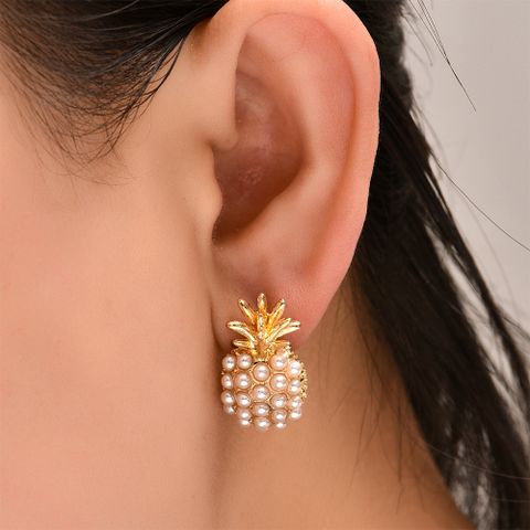 Simple Style Alloy Artificial Gemstones Earrings