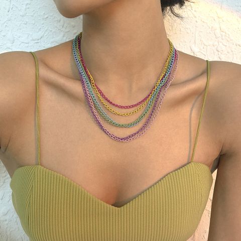 Wholesale Jewelry Color Chain Stacking Multi-layer Necklace Nihaojewelry