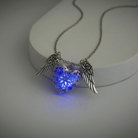 Wholesale Jewelry Fashion Angel Wings Heart Shape Luminous Necklace Nihaojewelry
