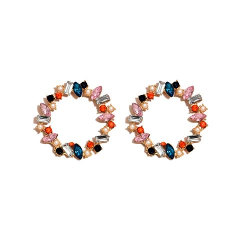 Nihaojewelry Wholesale Jewelry New Simple Diamond-studded Rhinestone Big Circle Earrings