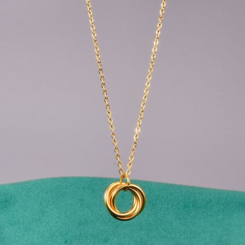 18k Gold Three-ring Pendant Simple Necklace Wholesale Jewelry Nihaojewelry