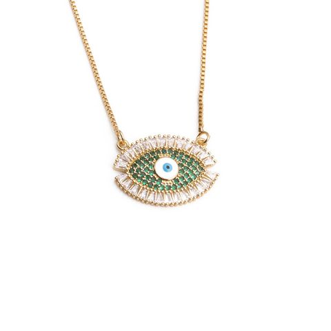 Copper Zircon Demon Eye Fashion Necklace Wholesale Jewelry Nihaojewelry