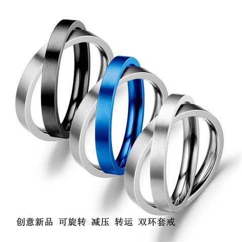 Wholesale Fashion Decompression Rotating Stainless Steel Couple Ring Nihaojewelry