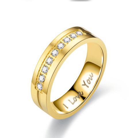 Wholesale Lettering Stainless Steel Diamond Couple Rings Nihaojewelry