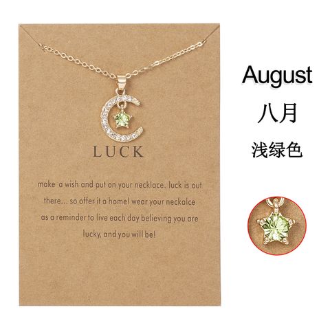 Wholesale Jewelry Birthstone Month Star Pendant Necklace Nihaojewelry