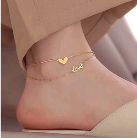Fashion Letter Titanium Steel Double Layer Women's Anklet