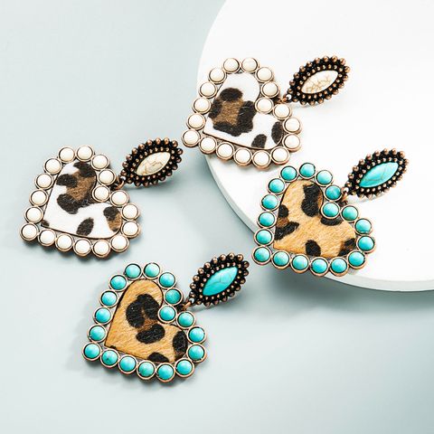 Wholesale Jewelry Bohemia Heart-shaped Earrings Leather Earrings Nihaojewelry