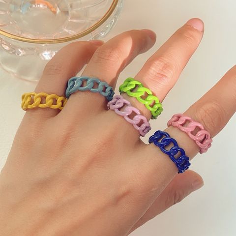 Wholesale Fashion Threaded Metal Spray Paint Multicolor Ring Nihaojewelry