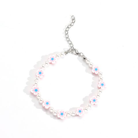Rice Bead Soft Pottery Resin Flower Pearl Anklet Wholesale Jewelry Nihaojewelry