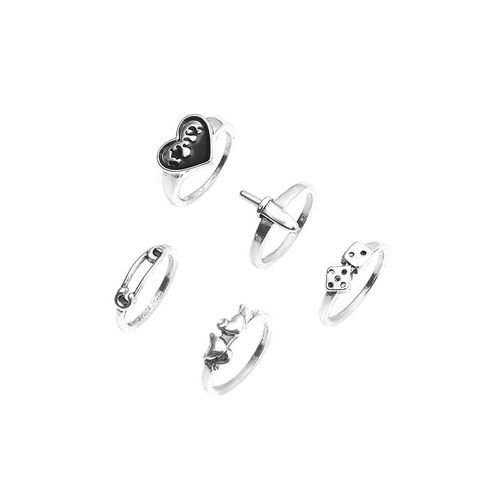 Wholesale Creative Metal Heart Paper Clip Ring 5-piece Nihaojewelry