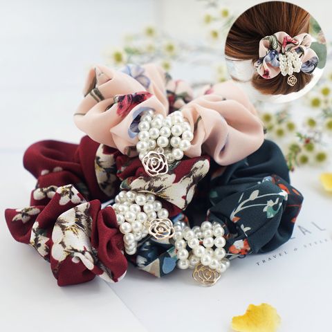 Pearl Floral Fabric Korean Style Hair Band Wholesale Jewelry Nihaojewelry