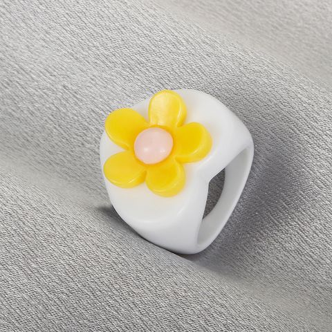 New Acrylic Geometric Flower Resin Ring Wholesale Nihaojewelry