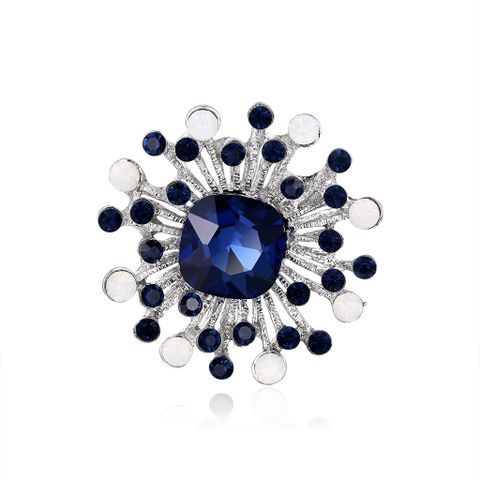 Wholesale Retro Geometric Blue Alloy Diamond Brooch Nihaojewelry