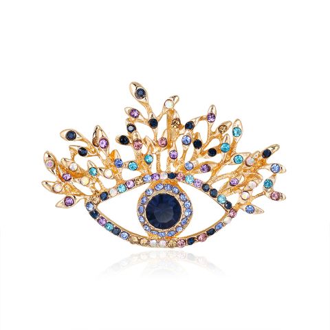 Europe And America Cross Border Foreign Trade Retro Exaggerated Eye Brooch Alloy Personality Diamond Corsage Clothing Accessories In Stock