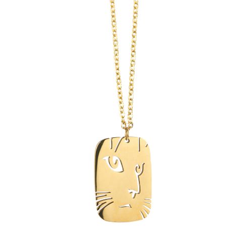 304 Stainless Steel 18K Gold Plated Simple Style Gold Plated Cat Pendant Necklace