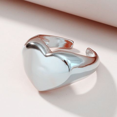 Korean Heart Glossy Copper Plated Real Gold Heart-shaped Ring