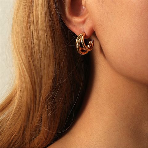 Wholesale Jewelry Multi-layer Arc Copper Stud Earrings Nihaojewelry