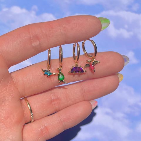 Wholesale Dinosaur Earring Tropical Animals Colored Zircon Earring Nihaojewelry