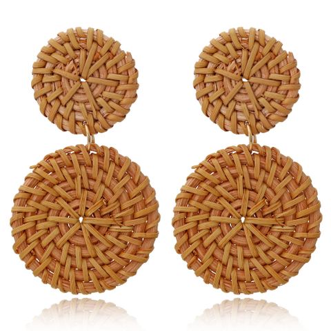 Wholesale Jewelry Woven Geometric Circular Rattan Earrings Nihaojewelry
