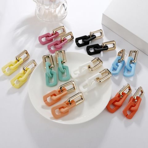 Nihaojewelry Jewelry Wholesale Retro Candy Color Splicing Chain Geometric Earrings