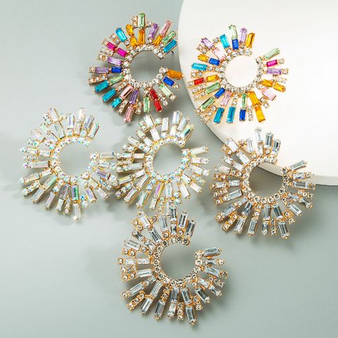 Nihaojewelry Fashion Diamond-studded Sunflower Earrings Wholesale Jewelry