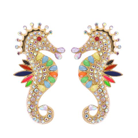 Nihaojewelry Jewelry Wholesale Fashion Color Diamond Seahorse Earrings