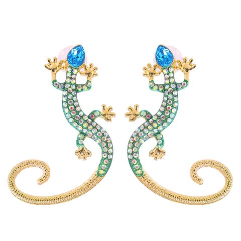 Nihaojewelry Jewelry Wholesale Fashion Color Diamond Lizard Animal Earrings