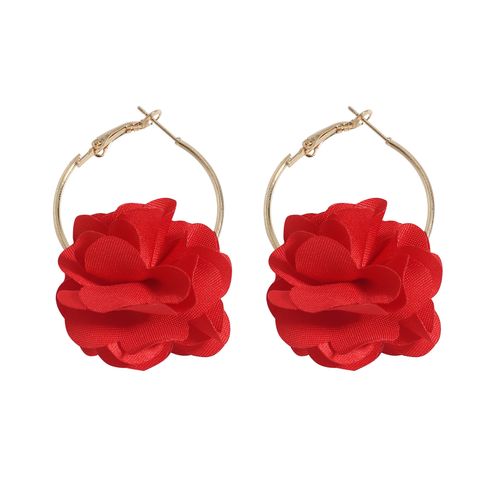 Nihaojewelry Jewelry Wholesale Fashion Fabric Flower Multi-layer Three-dimensional Earrings