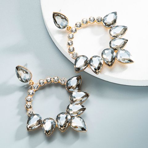 Wholesale Jewelry New Multi-layer Drop-shaped Glass Diamond-studded Earrings Nihaojewelry