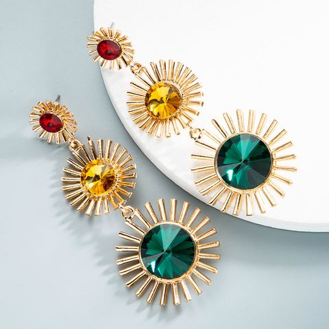 Vente En Gros Bijoux Rétro Boucles D&#39;oreilles Géométriques Diamant Coloré Nihaojewelry