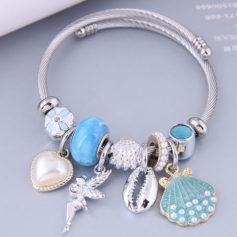 Nihaojewelry Wholesale Jewelry Fashion Metal Peach Heart Angel Sea Shell Pendant Bracelet